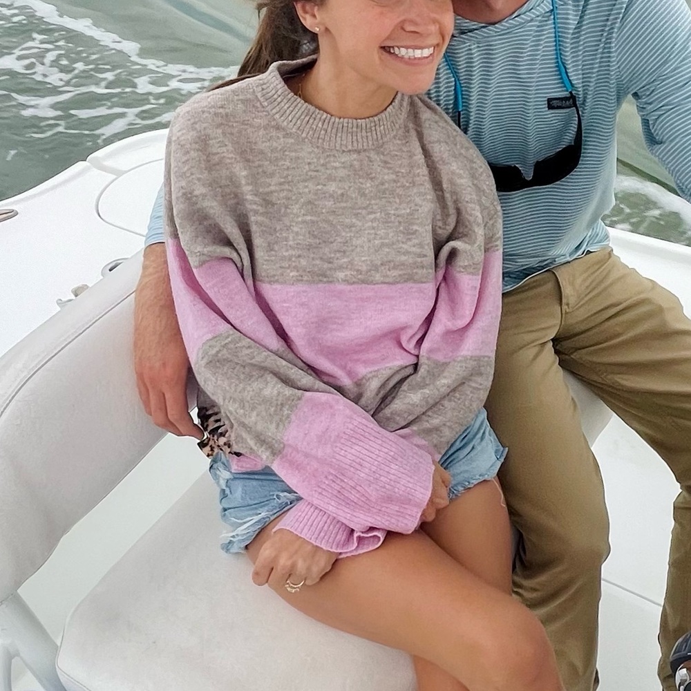 H&M pink / tan sweater, S